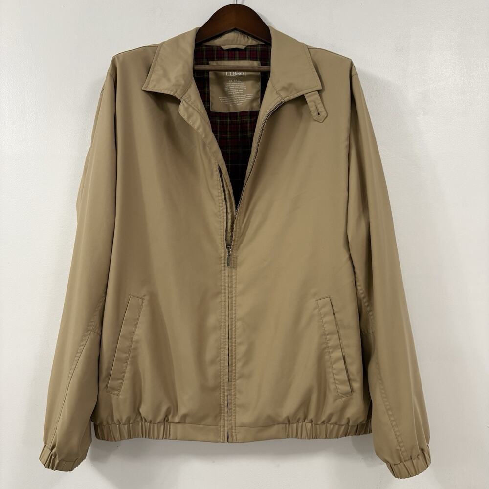 L.L.Bean XL Tall Tan Plaid Lined H2OFF Harrington Jacket Grandpa Gorpcore